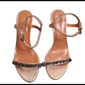 Rebecca Minkoff Rose Gold Leather Strappy Party Heels Sandals Studded 7M